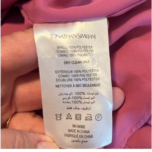 Jonathan Simkhai NWT Pink Pleated Tie Front Dress - Picture 10 of 11